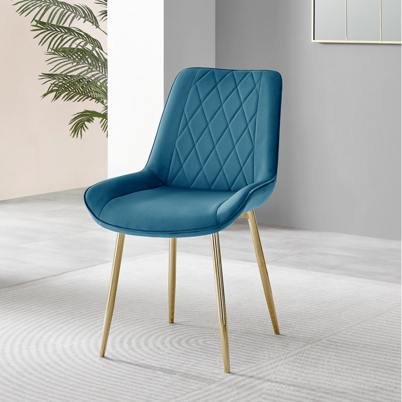 Eubanks Dining Set with 6 Chairs, Gold, Blue