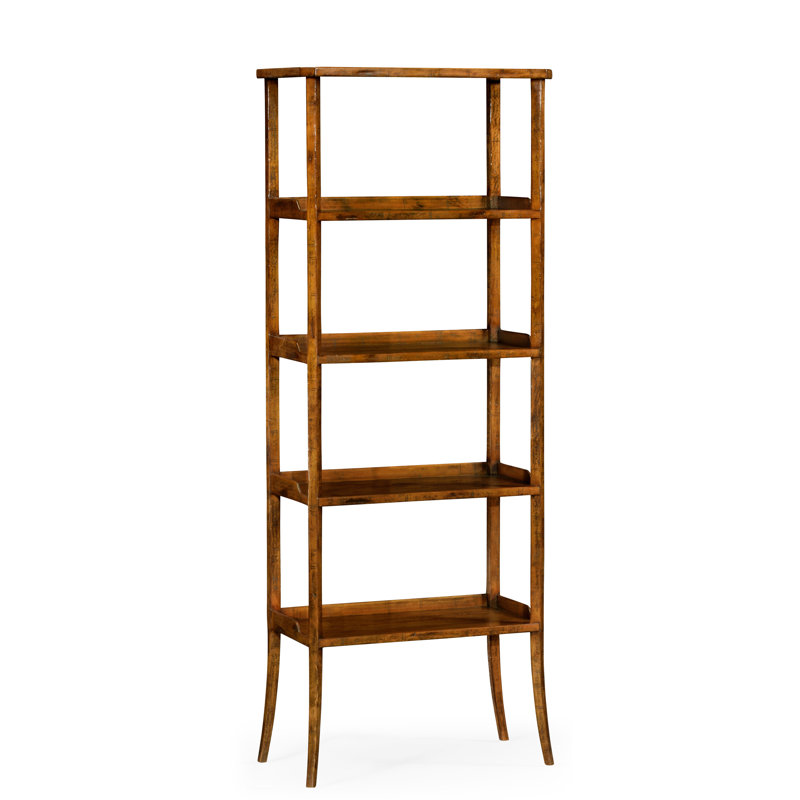 Casually Country Solid Wood Etagere Bookcase, Country Farmhouse Walnut