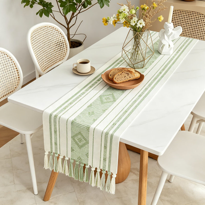 Chemin de table Boho, Vert