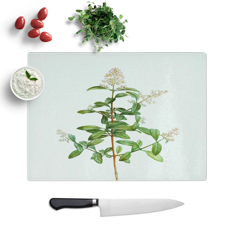 Tempered Glass Wild Privet Flowers by Pierre-Joseph Redoute Chopping Board, 39 cm W x 28.5 cm L