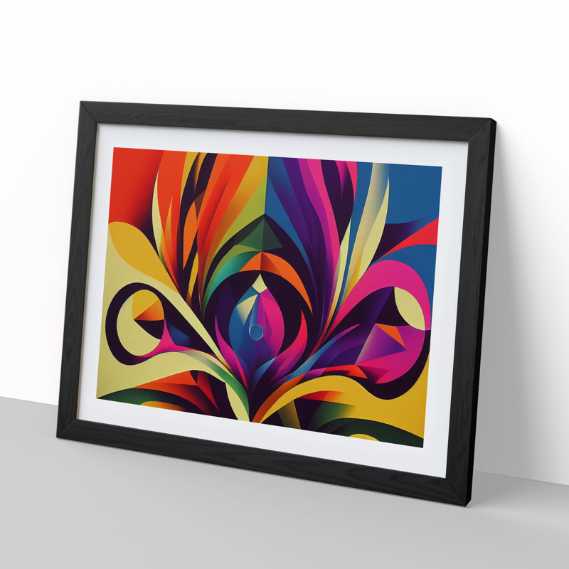 Cosmopolitan Abstract - Single Picture Frame Print, 46cm H x 64cm W x 2cm D, Black