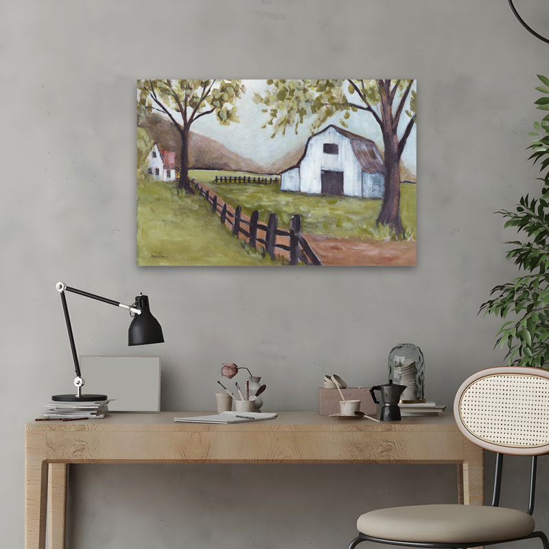 La petite ferme et la grange, H 16 po x l 24 po