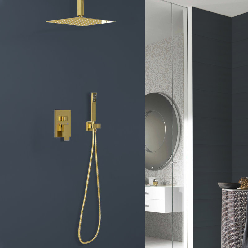 Topcraft 10-Inch Ceiling Mount Square Shower System With Rough-In Valve