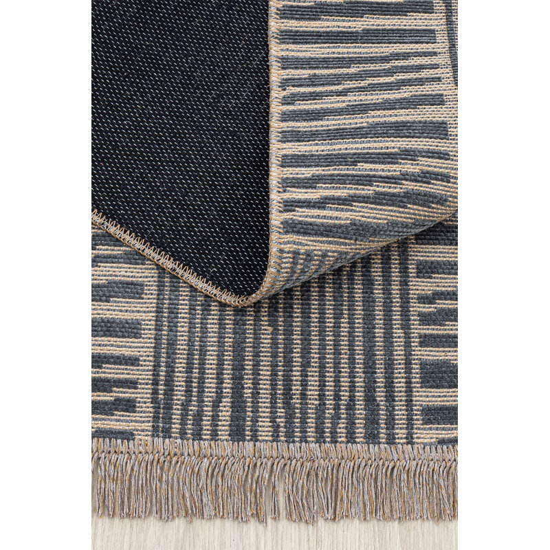 Tapis tissé de qualité supérieure (5,2 x 7,5 pieds), couleur anthracite, 100% jute et chenille | Poils de 0,3 po de hauteur, antidérapant, 400 000 points de filetage | Durable et élégant pour le salon, la chambre à coucher et le couloir
