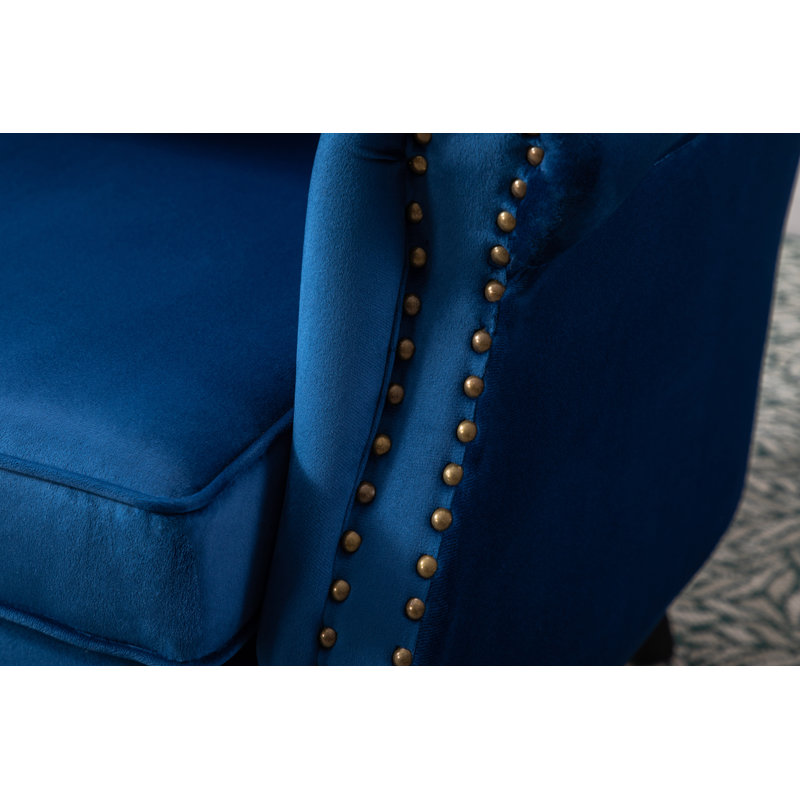 Kimmie Upholstered Club Chair, Blue Velvet