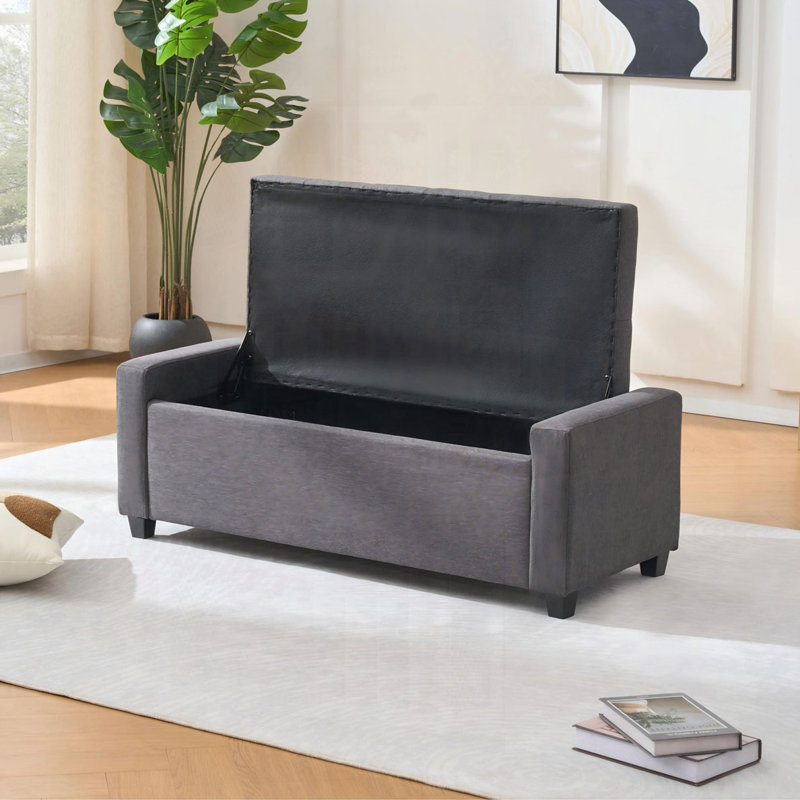 48" Storage Bedroom Bench, Grey