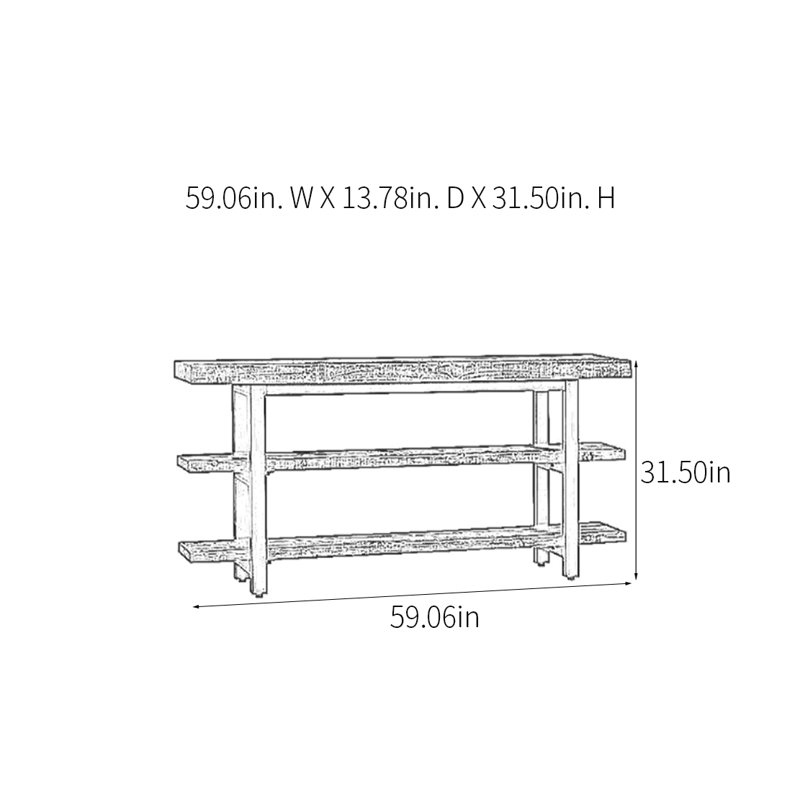 Retro Minimalist Console Table, 31.5" H x 59.06" W x 13.78" D