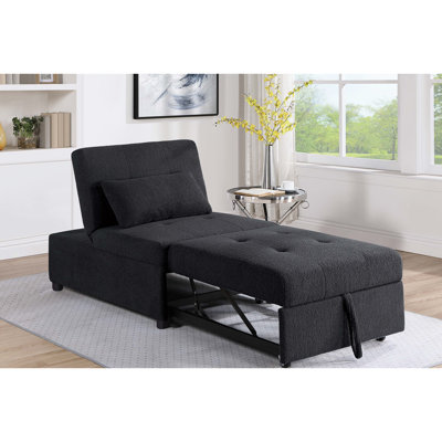 Fauteuil-lit noir sans accoudoirs, canapé-lit convertible avec coussin ultra-moderne et lit escamotable