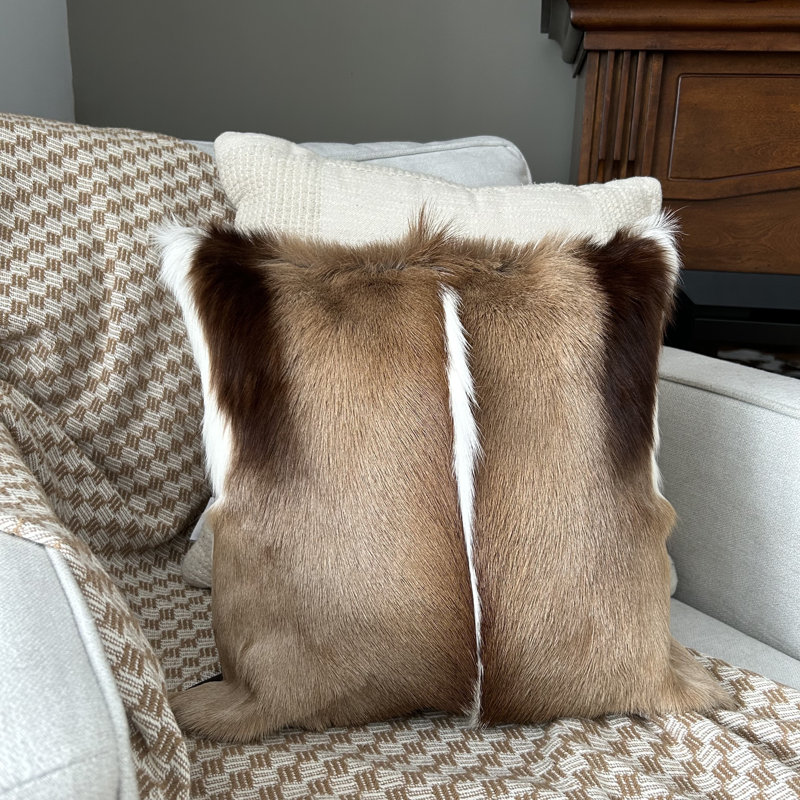 Housse de coussin en cuir véritable Springbok (17 x 17 po), 17 po x 17 po