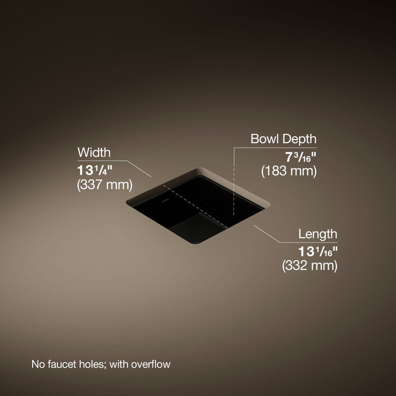 Verticyl Vitreous China Square Undermount Bathroom Sink with Overflow, Black
