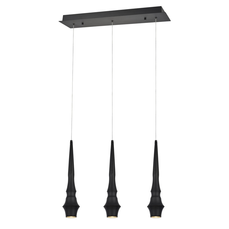3 - Light Kitchen Island Pendant, Black