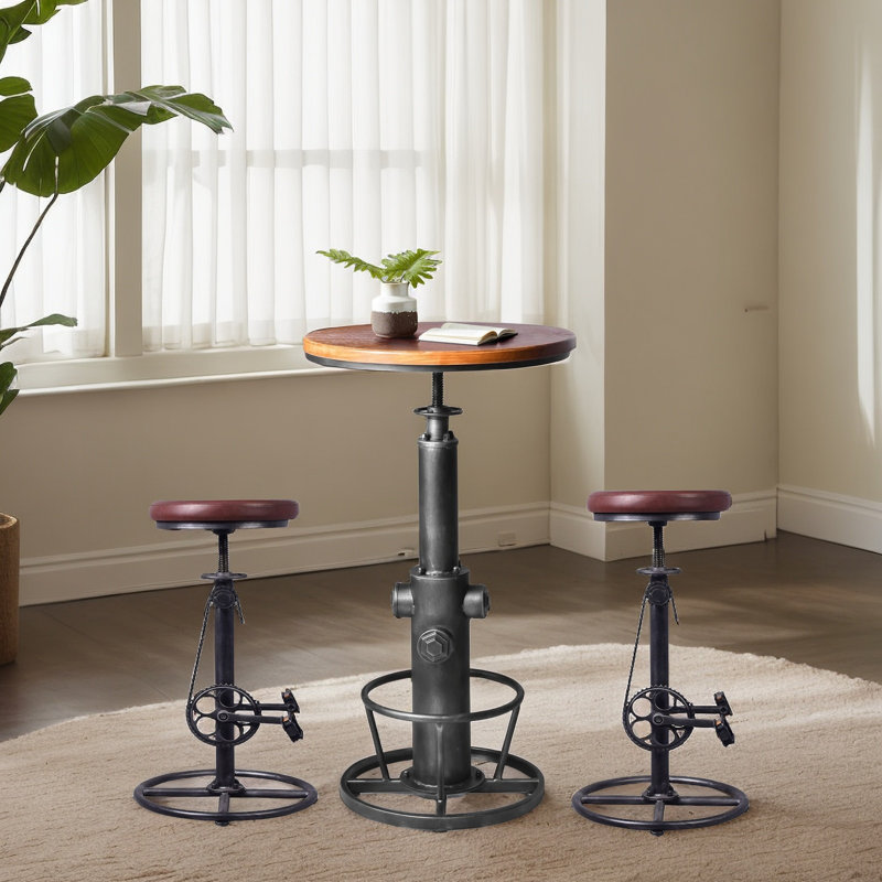 Ensemble de table de pub rustique 3 pièces avec tabourets de bar pour la cuisine, salle à manger 5FA8DB1C38E248FCA658B463C0F41AF7
