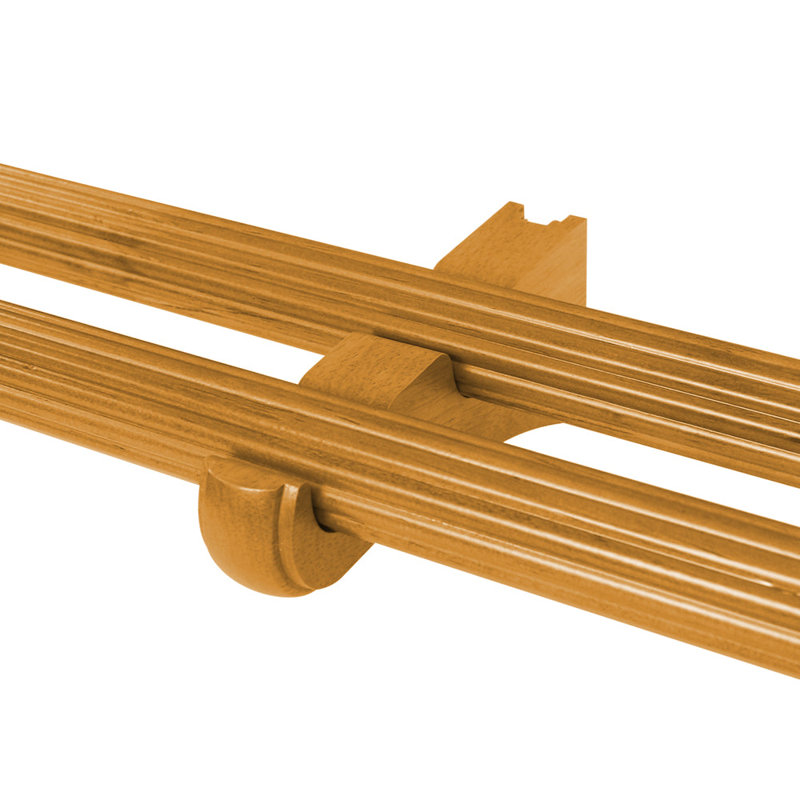 Paquet de 3 supports de tringle à rideaux double en bois (1 3/8 po), Chêne héritage