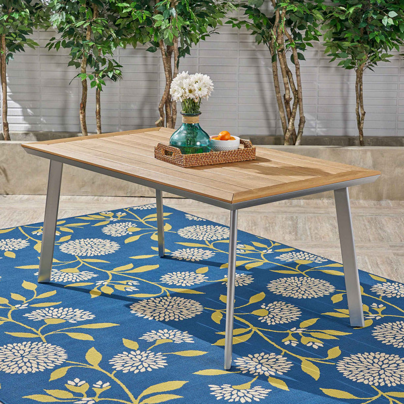 Table de salle à manger avec plateau en faux bois Leeds
