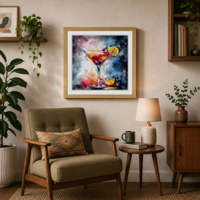 Cocktail Abstract Art - Single Picture Frame Print on Wood