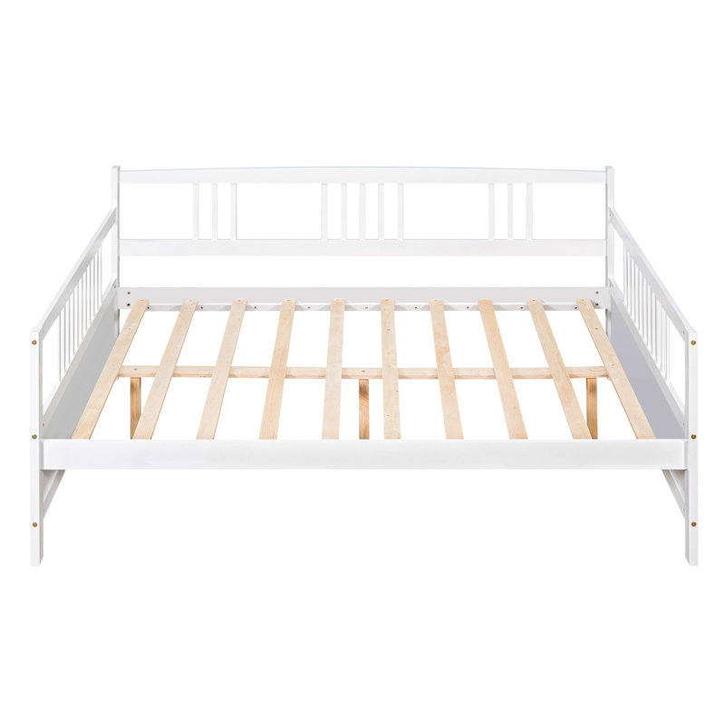 Lit de jour pleine grandeur Energetic avec pieds de soutien, teinte blanche, multifonctionnel pour la chambre à coucher et le salon, rangement supplémentaire disponible en blanc, cadre fiable