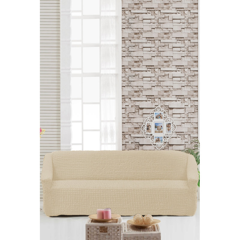 Housse pour canapé à coussins en T, Crème 100% polyester