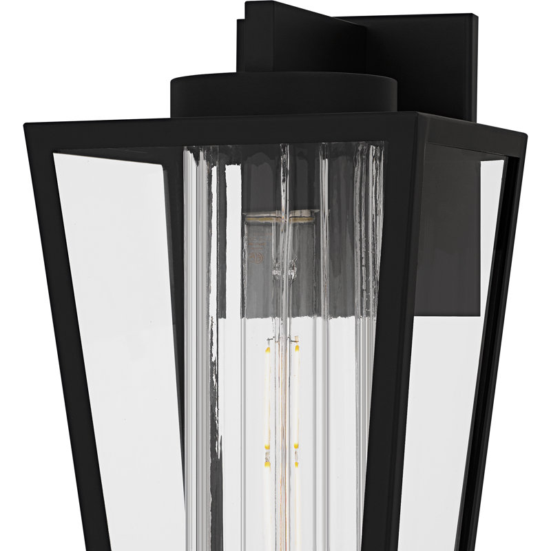 Mistretta 1-Light Matte Black Outdoor Wall Lantern, 13.5" H x 7" W x 7.75" D