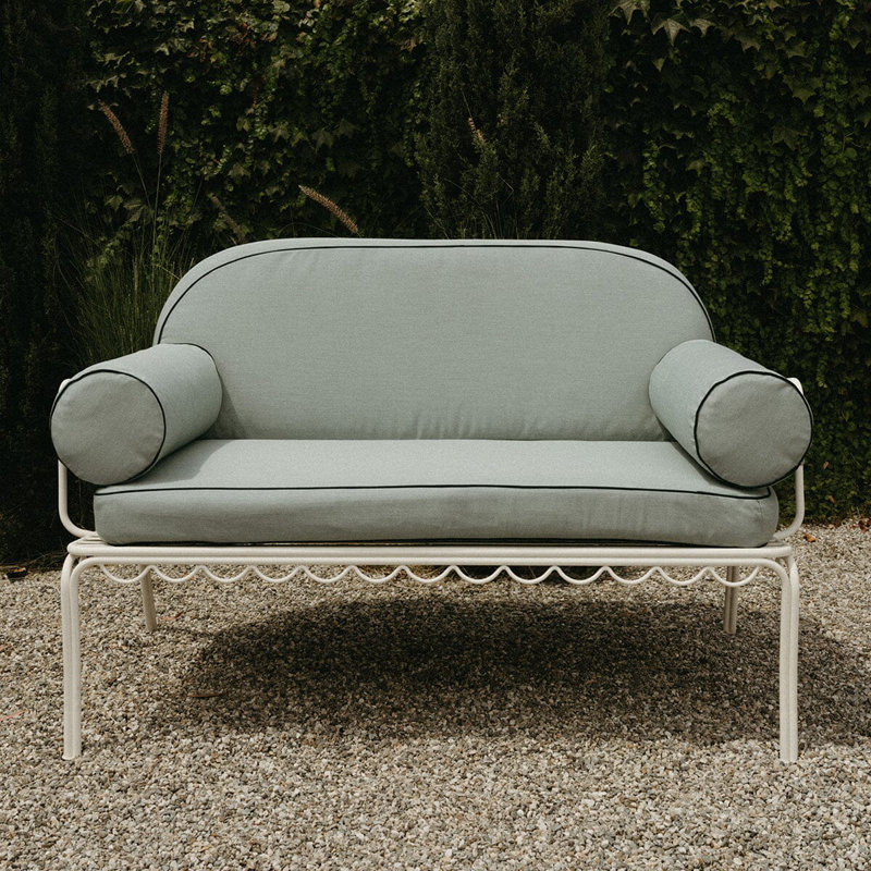 Love Seat Slip Cover Set, Green/Pink Striped Acrylic