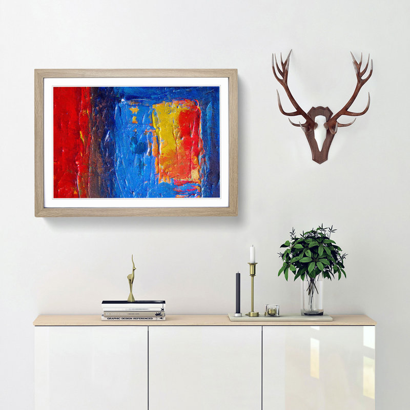 Abstract Vol.415 by S.Johnson - Single Picture Frame Painting, 45cm H x 63cm W x 2cm D, Oak Framed