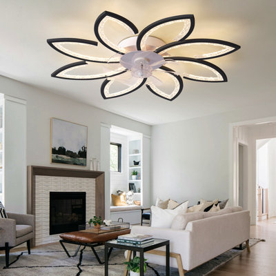 Ventilateur de plafond 35,4 po avec lumières, télécommande 3 températures de couleur, ventilateur à 6 vitesses