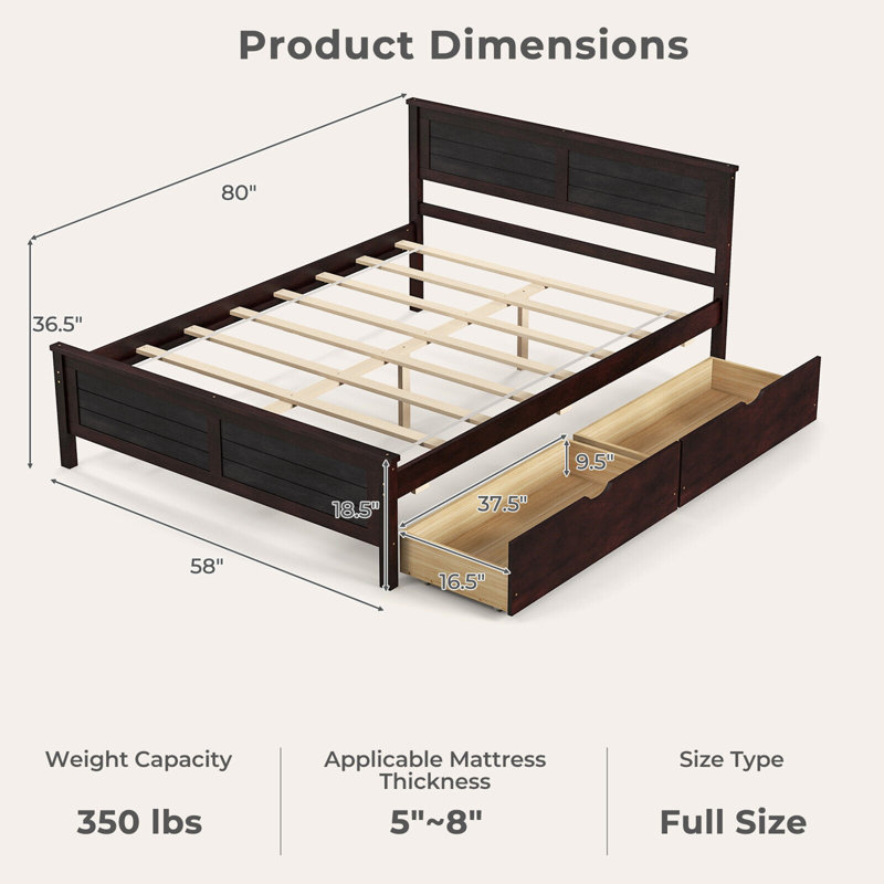 Raidah Bed, Full, Espresso