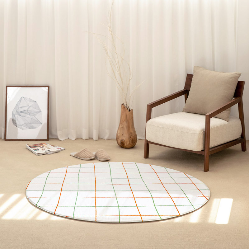 Tapis rond Lapure Soft - Carrot Check + ivoire tissé