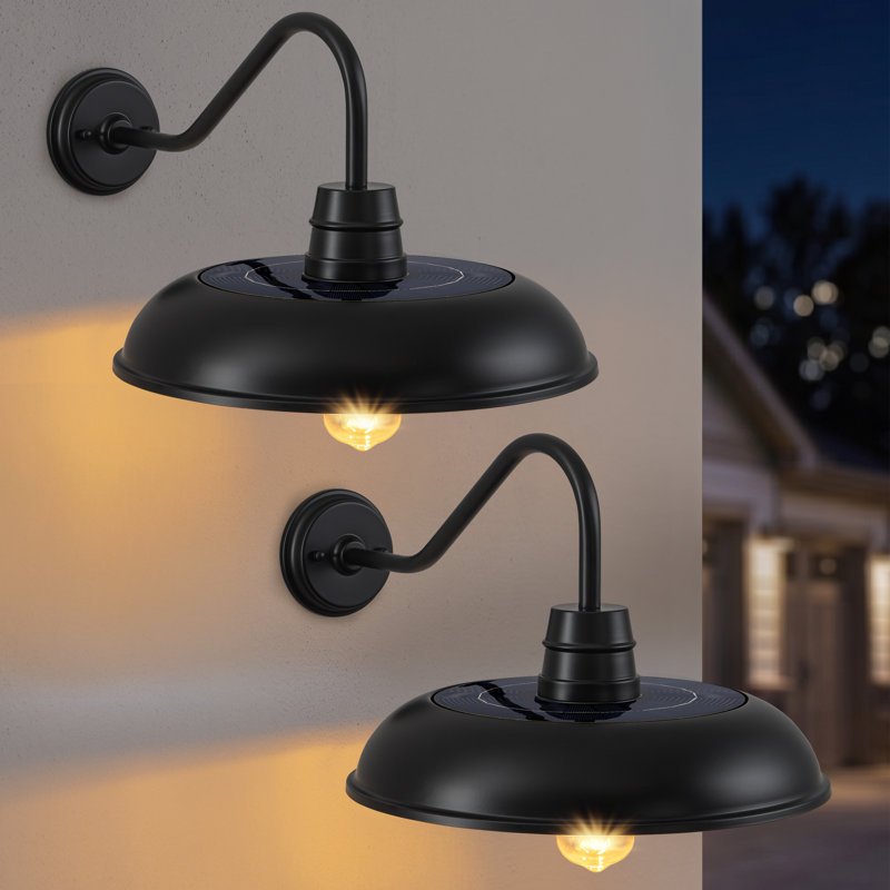 Lampe solaire extérieure de 12,25 pouces W pour grange, allumage automatique du crépuscule à l'aube