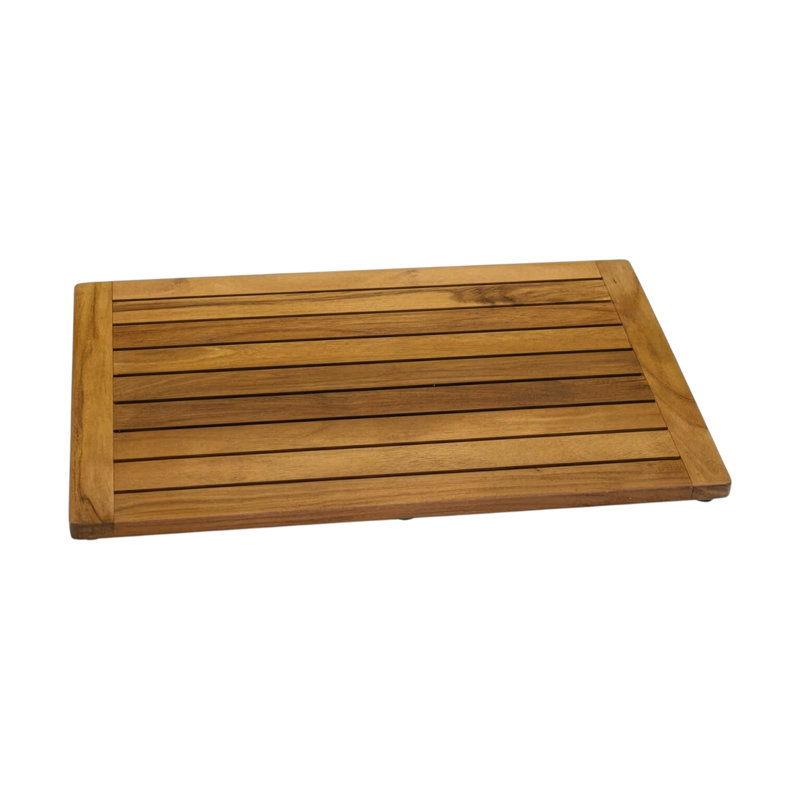 16" Natural Teak Non Slip Bath Mat