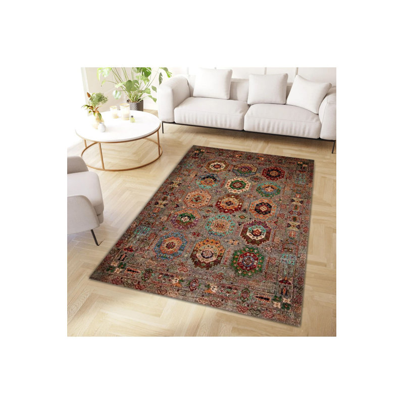 Tapis décoratif foncé lavable à la machine, Rectangle 2 pi 4 po x 3 pi 11 po