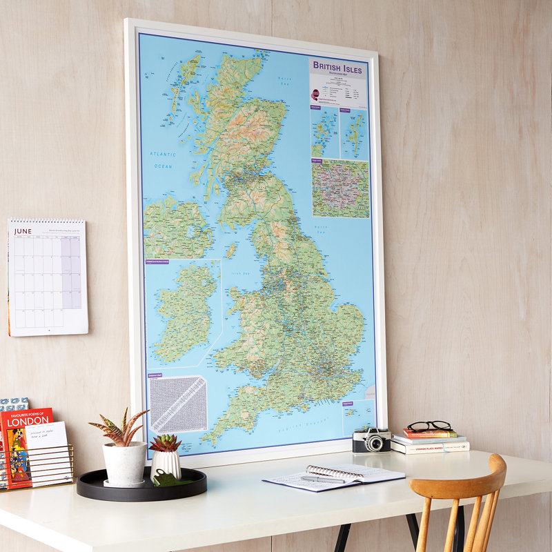Large British Isles Routeplanning Map - No Frame Print