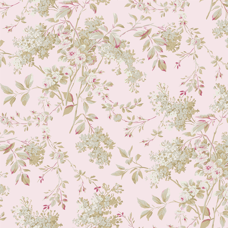 Rachel Ashwell Chelsea White Wallpaper, Pink