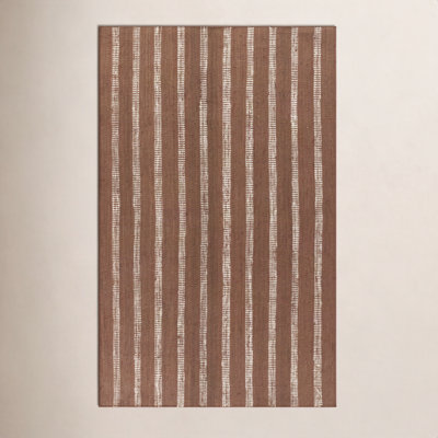Aadison Rust Hand-Woven Striped Jute Rug