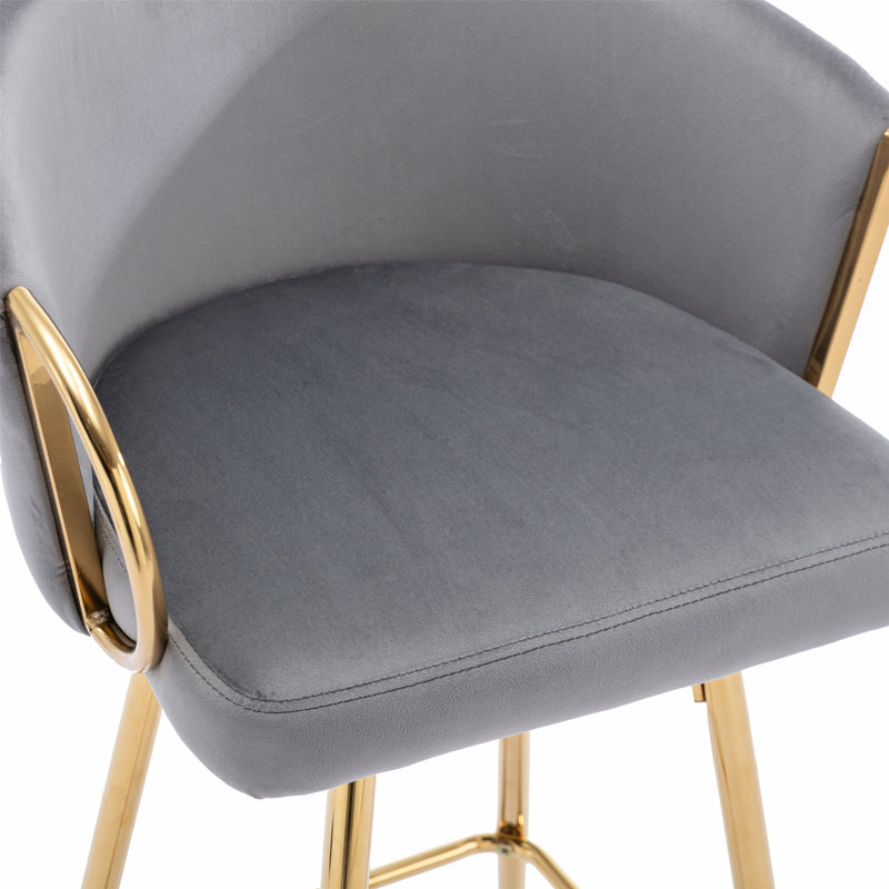 Deux tabourets de bar avec pieds en métal, tabouret de bar moderne pour la maison, Gris