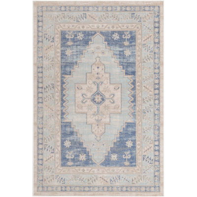 Parchette Oriental Sky Blue Area Rug