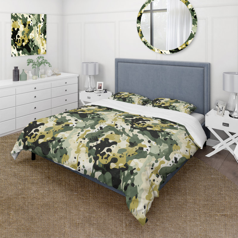 Ensemble de housse de couette camouflage vert et noir Camouflage Chic II - microfibre de polyester