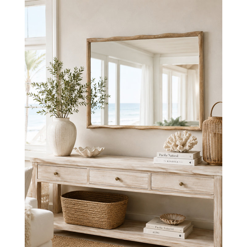Willow Scalloped Mirror, Bleached Oak