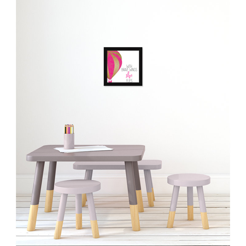 avec des ailes courageuses, impression sur papier, H 14 po x l 14 po x P 0,63 po, Cadre noir