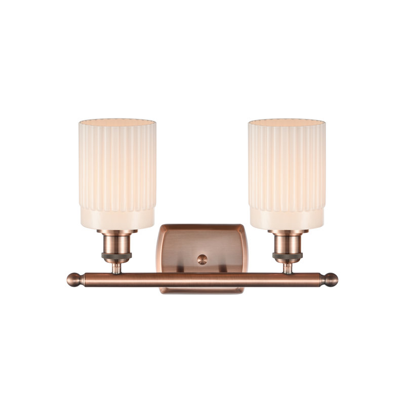 Kamena 2 - Light Dimmable Vanity Light, No Bulb Included, Matte White, Antique Copper
