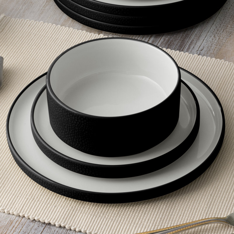 Noritake Colortex Stone Stax Dinner Plates, 9-3/4", Black