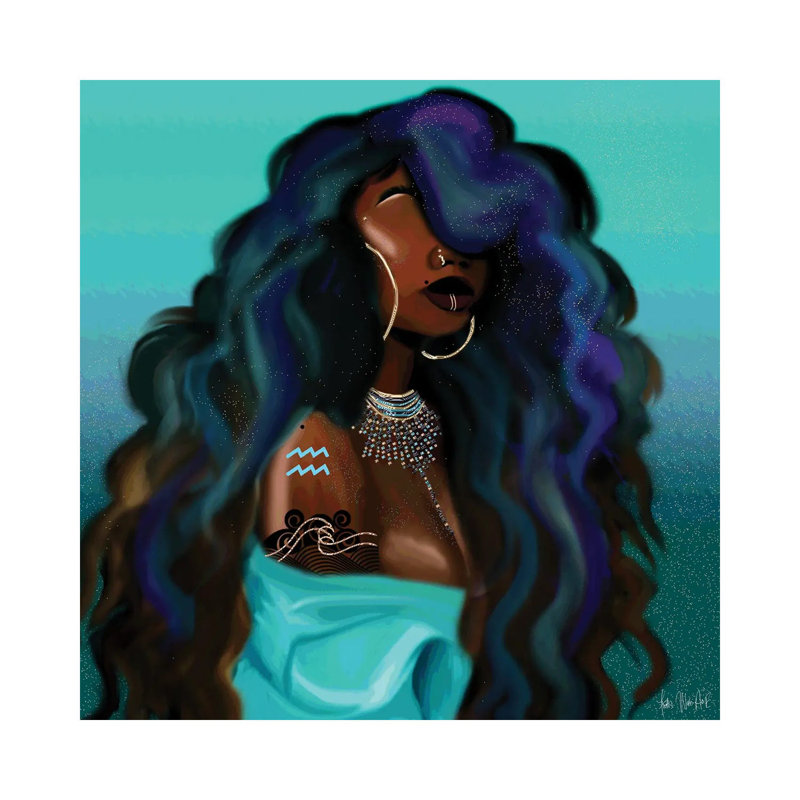 Aquarius 1 Piece Wrapped Canvas Painting, 45.72 cm H x 45.72 cm W x 1.91 cm D