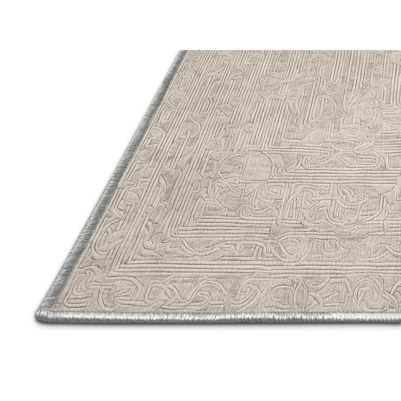 Machine Washable Beige Area Rug, Runner 2' x 4'