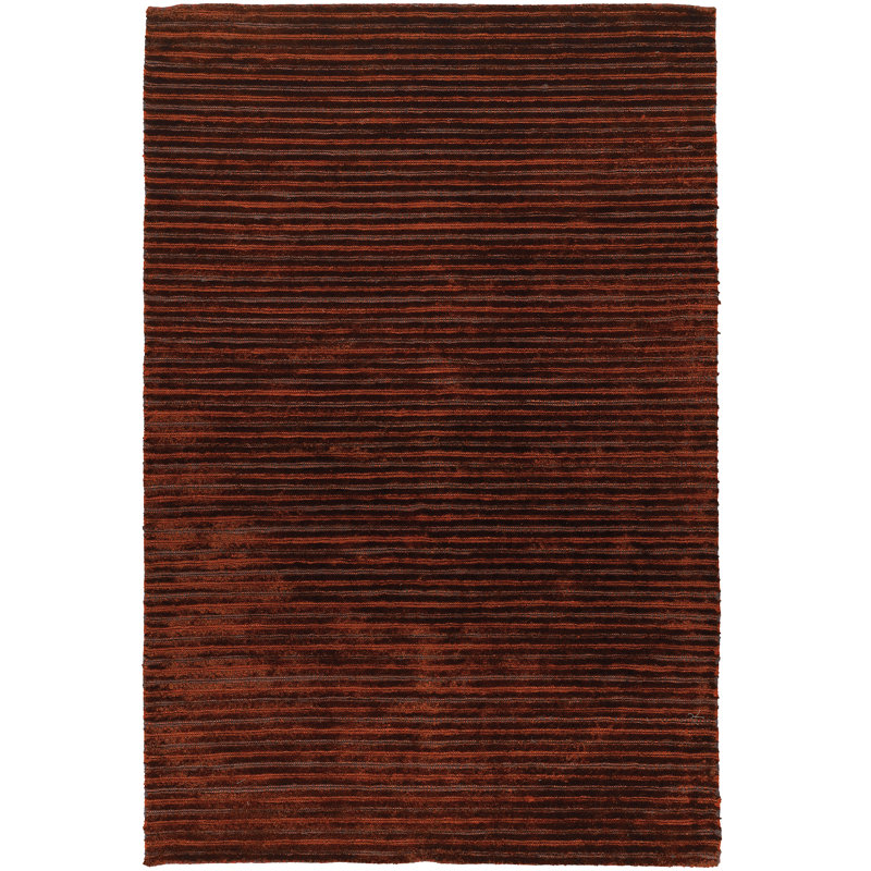 Tapis rouge tissé à la main Ulrika, Rectangle 5 pi x 7 pi 6 po