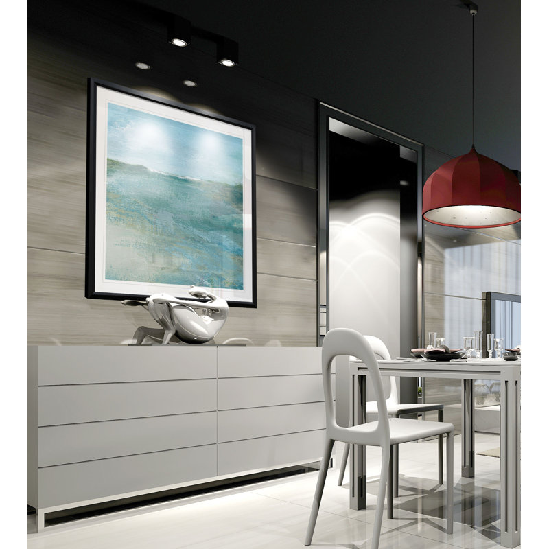 " Ocean Breaking " Painting Print, 27" H x 27" W x 1.5" D, Black Framed