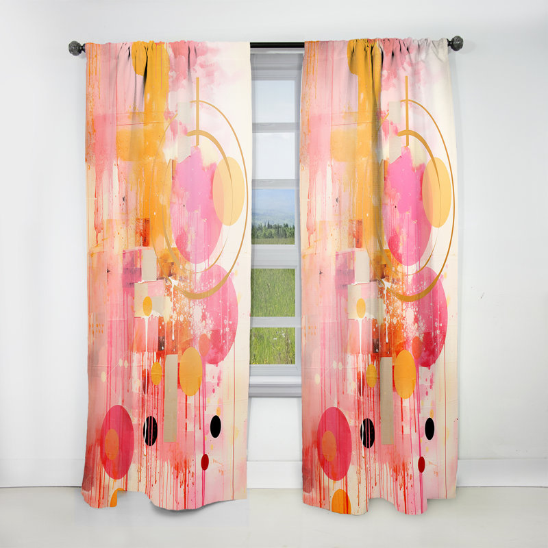 Doremus Pink Gold Island Sunrise Collage - Modern Velvet Curtain - Room Darkening - 1 panel, 52" W x 90" L