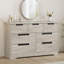 Commode 7 tiroirs - Commode en bois gris avec poignées intégrées - Rangement pour la chambre à coucher, le salon, la chambre de bébé, le couloir, gris-1620322405