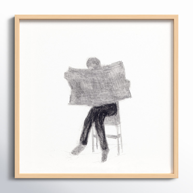 I Read The News Today Painting by Simon Schneiderman, Brown, 24" H x 24" W