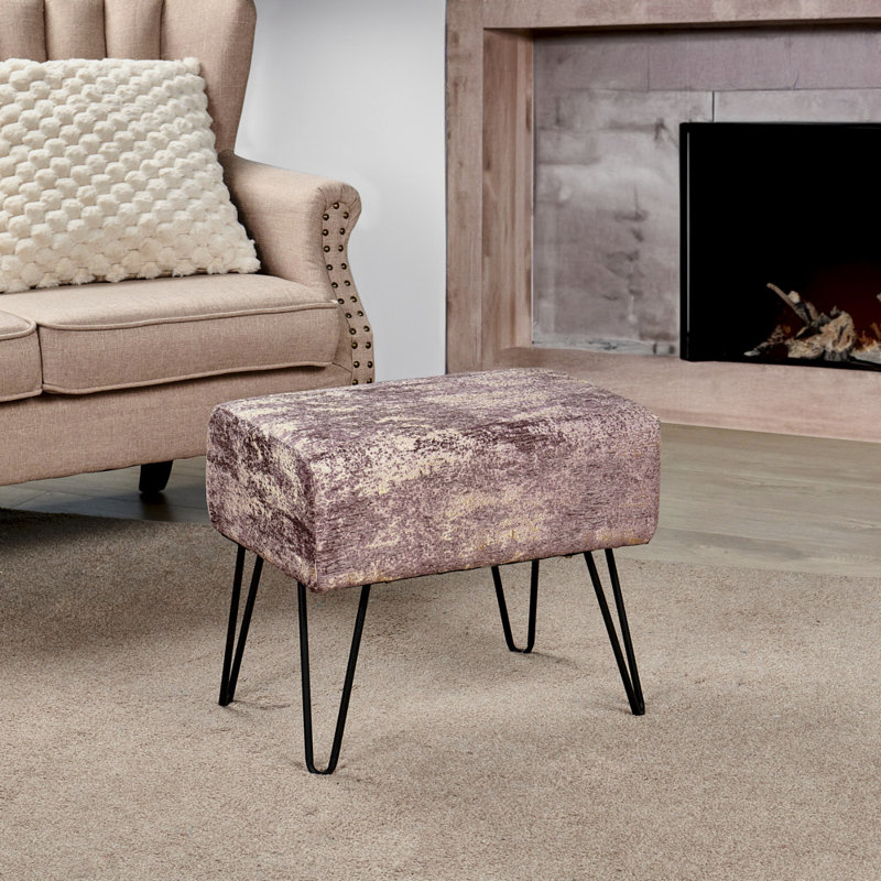 48.3cm Wide Rectangle Abstract Standard Ottoman, Light Brown