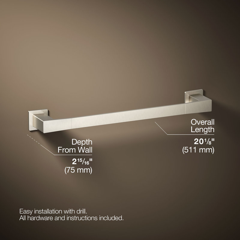 Honesty Towel Bar, 18"W, Vibrant Brushed Nickel