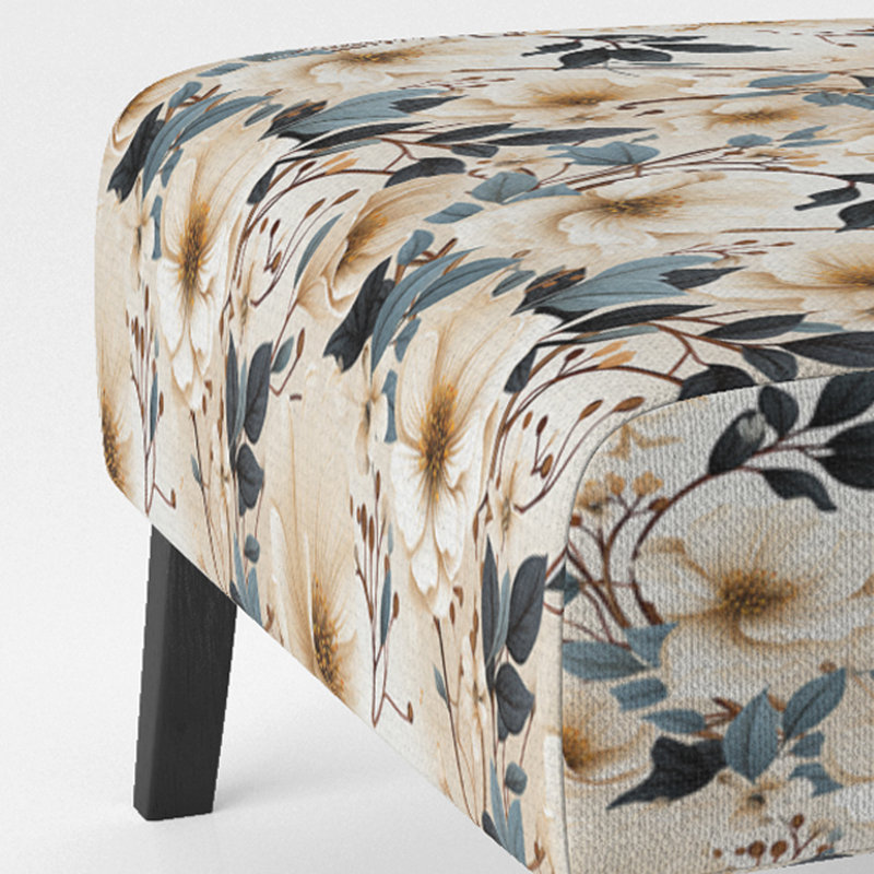 Fauteuil de chambre rembourré White Elegance Minimalist Floral I